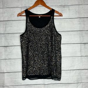 [Halogen] Black Sequence Blouse Tank Top
